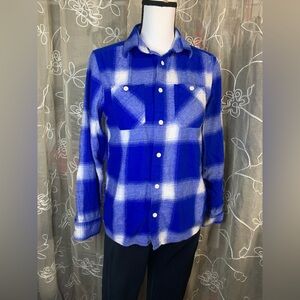Kids Wonder Nation Blue White Plaid Flannel Shirt